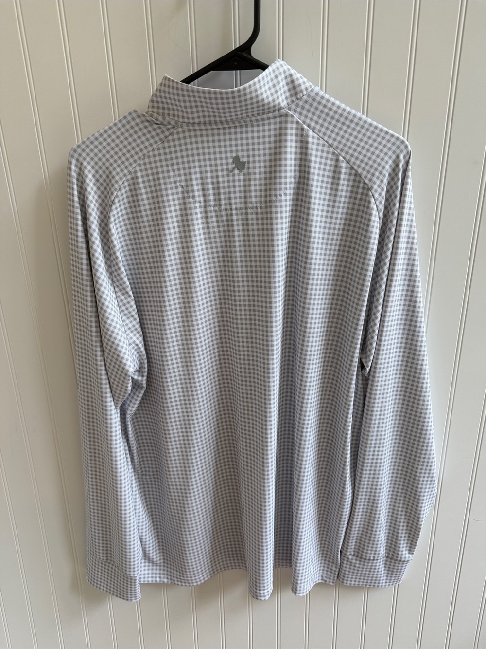 (066)Birdies Men’s Light Gray Check Zip-Top Polo - Picture 4 of 6